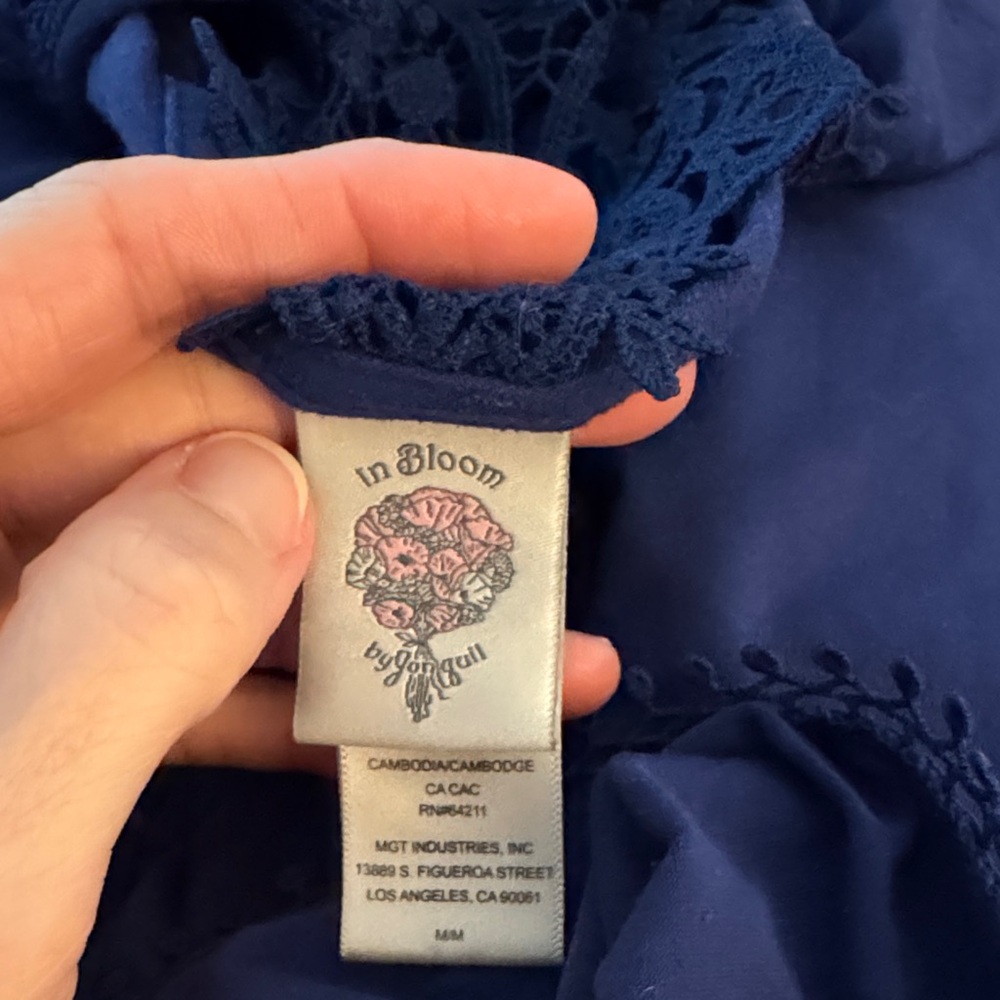 Elegant Navy Lace Back Dress in bloom pajama dress slip - Picture 4 of 7